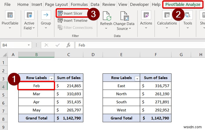 Excel Slicer for Multiple Pivot Tables (Connection and Usage)