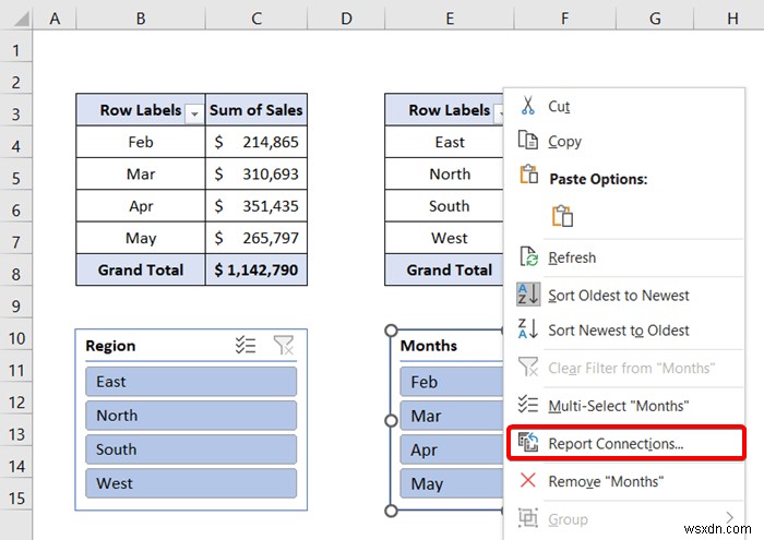 Excel Slicer for Multiple Pivot Tables (Connection and Usage)