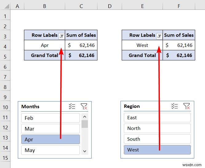Excel Slicer for Multiple Pivot Tables (Connection and Usage)