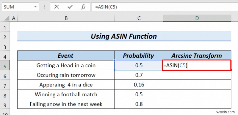 How to Arcsine Transform Data in Excel (4 Handy Methods)