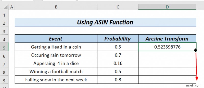 How to Arcsine Transform Data in Excel (4 Handy Methods)