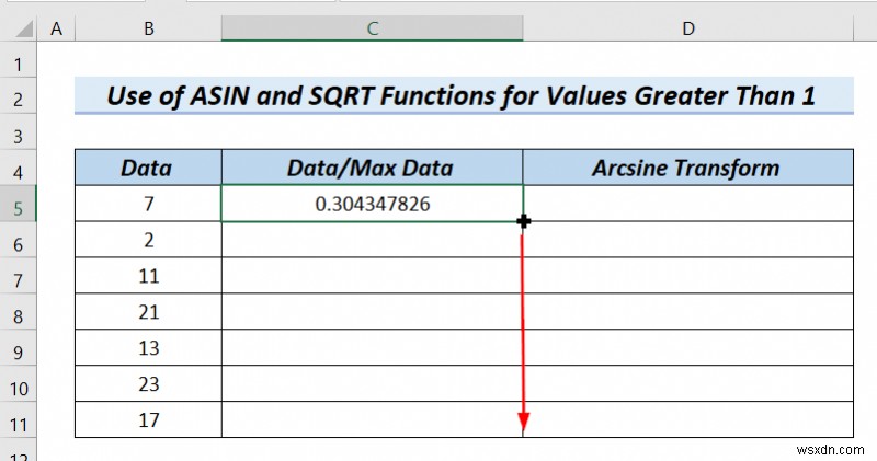 How to Arcsine Transform Data in Excel (4 Handy Methods)