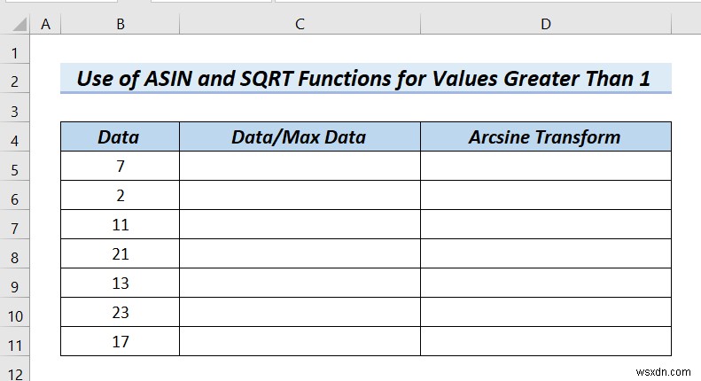 How to Arcsine Transform Data in Excel (4 Handy Methods)