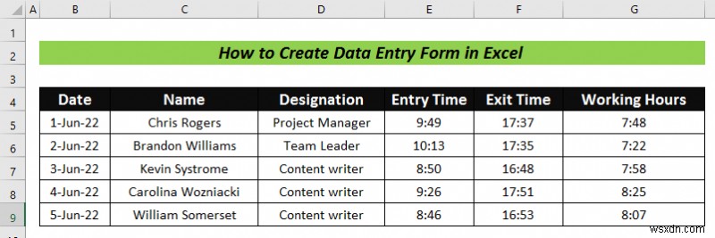 How to Create Data Entry Form in Excel (Step by Step)