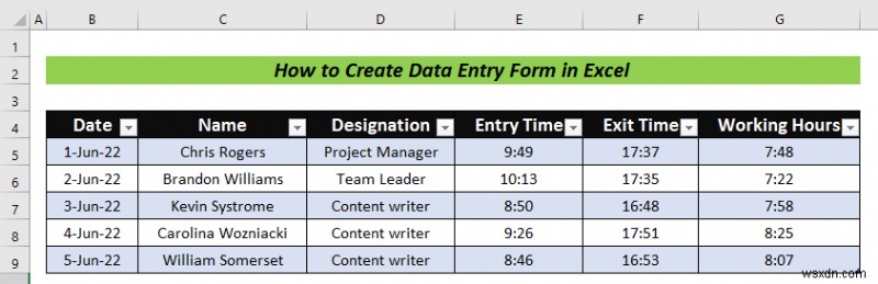 How to Create Data Entry Form in Excel (Step by Step)