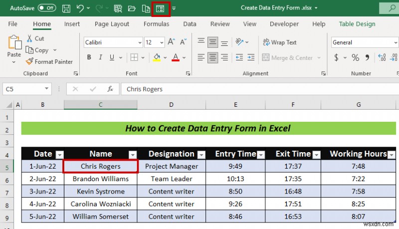 How to Create Data Entry Form in Excel (Step by Step)