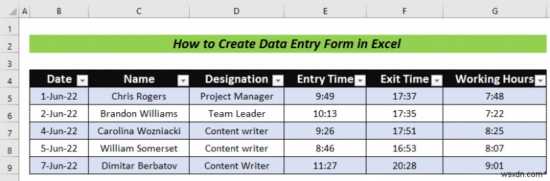 How to Create Data Entry Form in Excel (Step by Step)