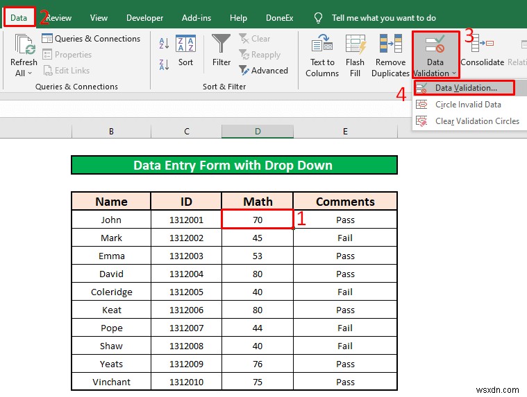 How to Create Data Entry Form with Drop Down List in Excel (2 Methods)