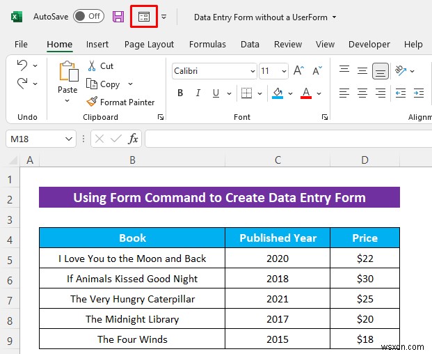 How to Create an Excel Data Entry Form without a UserForm