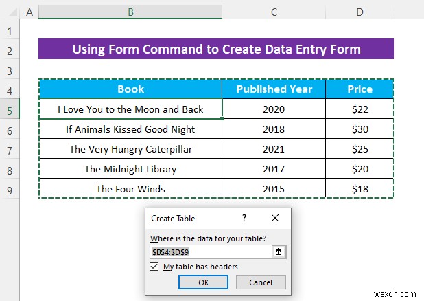 How to Create an Excel Data Entry Form without a UserForm