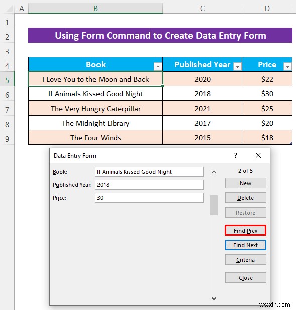 How to Create an Excel Data Entry Form without a UserForm