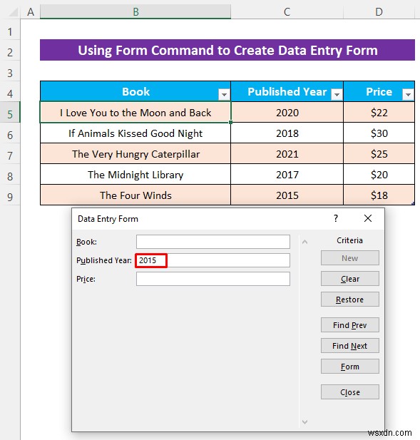 How to Create an Excel Data Entry Form without a UserForm