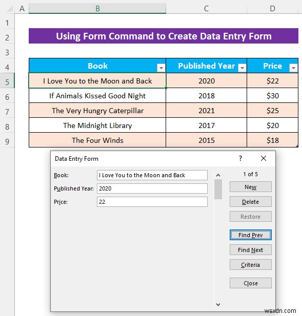 How to Create an Excel Data Entry Form without a UserForm