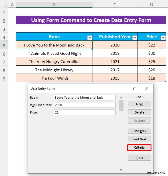 How to Create an Excel Data Entry Form without a UserForm