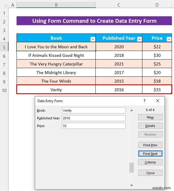 How to Create an Excel Data Entry Form without a UserForm