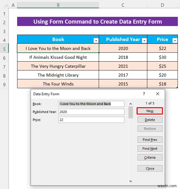 How to Create an Excel Data Entry Form without a UserForm