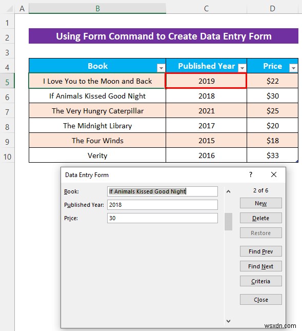 How to Create an Excel Data Entry Form without a UserForm