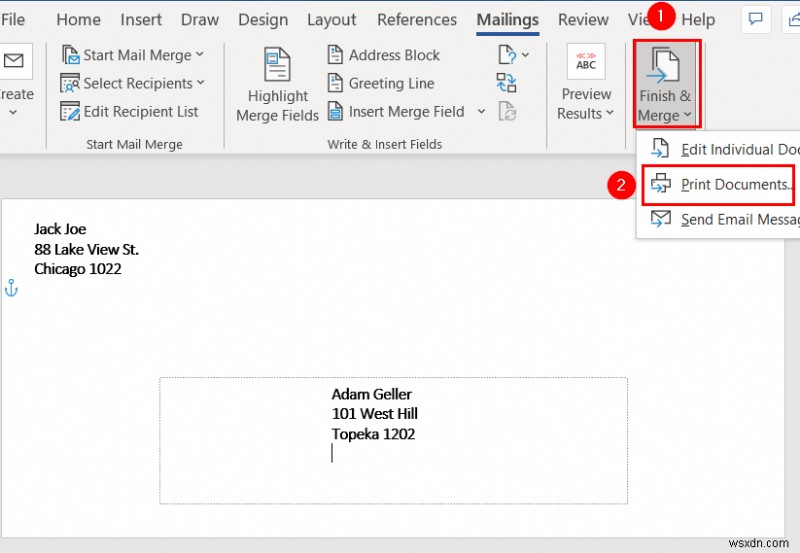 Mail Merge from Excel to Word Envelopes (2 Easy Methods)