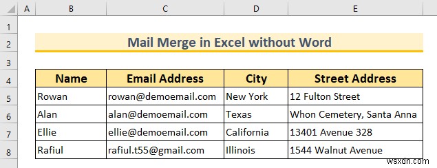 Mail Merge in Excel without Word (2 Suitable Ways)