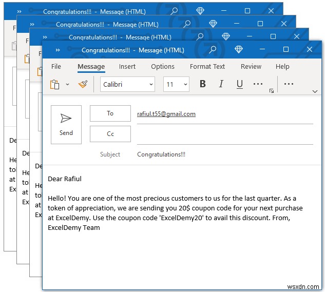 Mail Merge in Excel without Word (2 Suitable Ways)