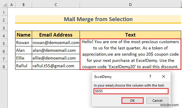 Mail Merge in Excel without Word (2 Suitable Ways)