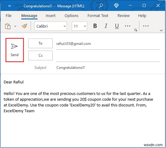 Mail Merge in Excel without Word (2 Suitable Ways)