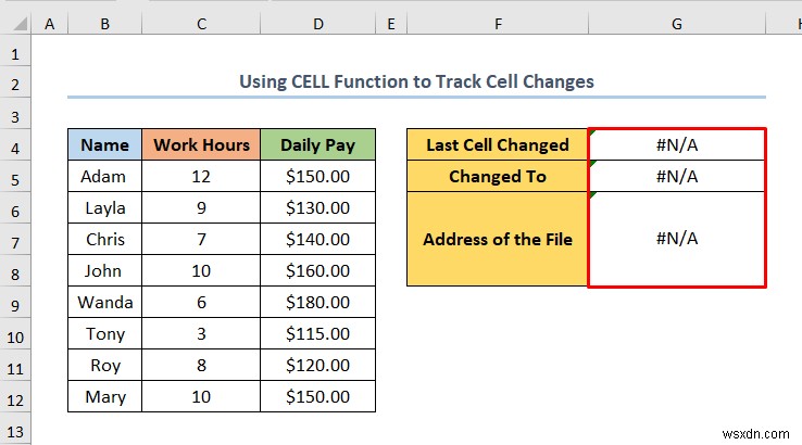 How to Use Formula to Track Cell Changes in Excel (with Easy Steps)