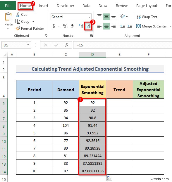 How to Calculate Trend Adjusted Exponential Smoothing in Excel