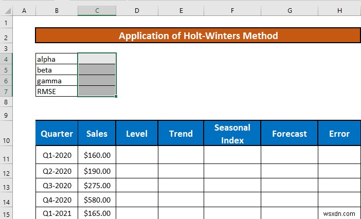 Perform Holt-Winters Exponential Smoothing in Excel (with Easy Steps)