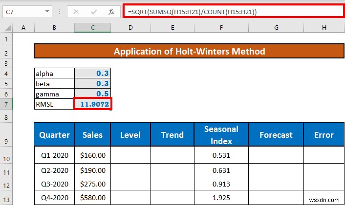 Perform Holt-Winters Exponential Smoothing in Excel (with Easy Steps)