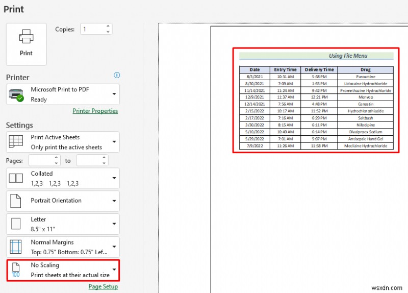 How to Change the Printing Scale So All Columns Will Print on a Single Page