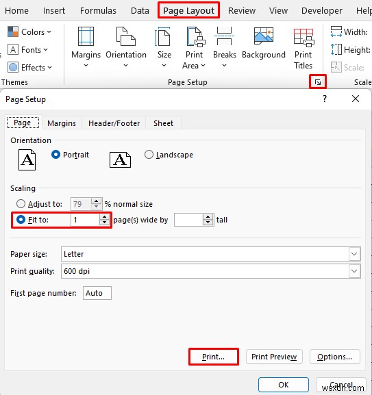 How to Change the Printing Scale So All Columns Will Print on a Single Page