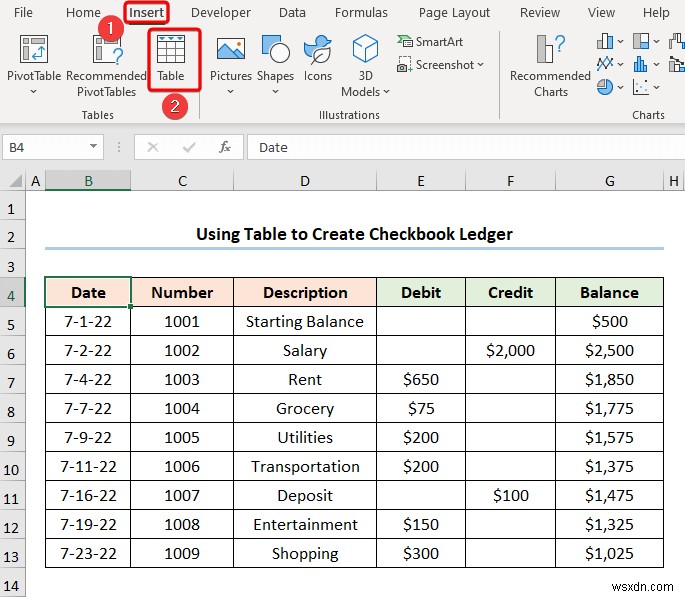 How to Create a Checkbook Ledger in Excel (2 Useful Examples)