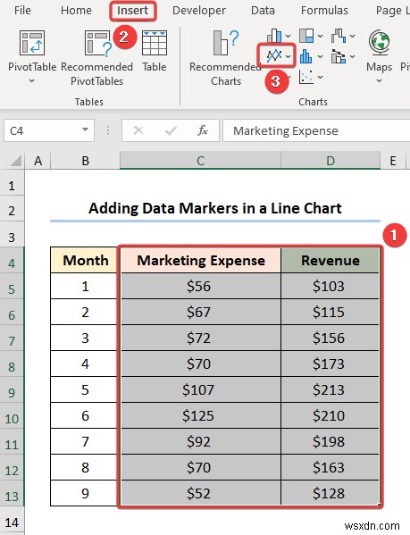 How to Add Data Markers in Excel (2 Easy Examples)