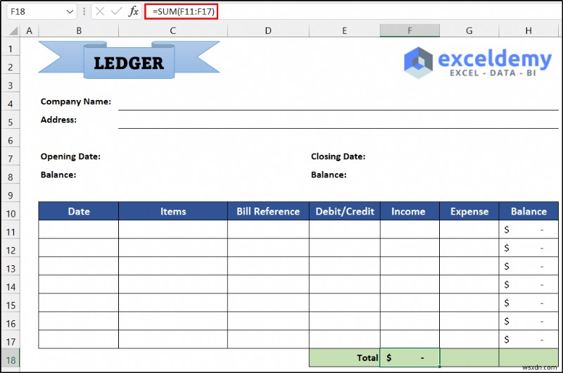 How to Maintain Ledger Book in Excel (with Easy Steps)