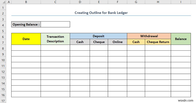 How to Make a Bank Ledger in Excel (with Easy Steps)
