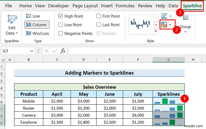 How to Add Markers to Sparklines in Excel (with Easy Steps)