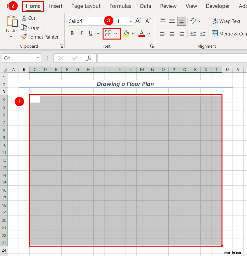 How to Draw Engineering Drawing in Excel (2 Suitable Examples)