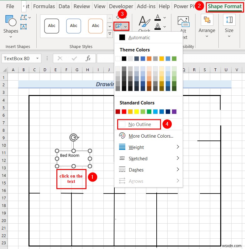 How to Draw Engineering Drawing in Excel (2 Suitable Examples)