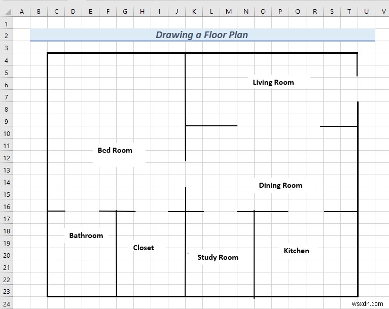How to Draw Engineering Drawing in Excel (2 Suitable Examples)