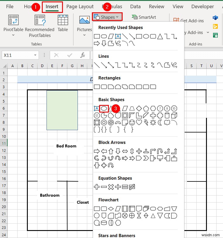 How to Draw Engineering Drawing in Excel (2 Suitable Examples)