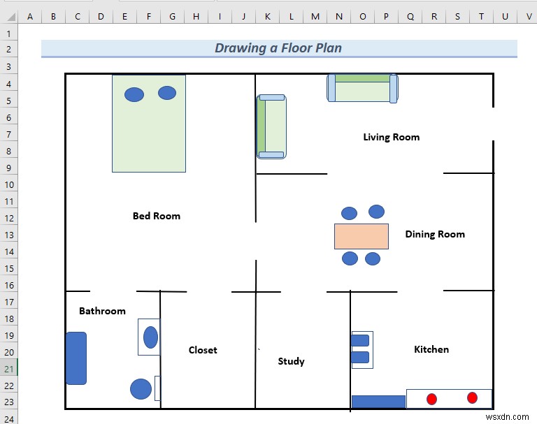 How to Draw Engineering Drawing in Excel (2 Suitable Examples)