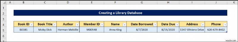 How to Create a Library Database in Excel (with Easy Steps)