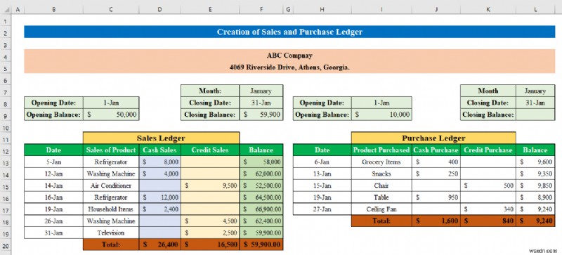 How to Create Sales and Purchase Ledger in Excel