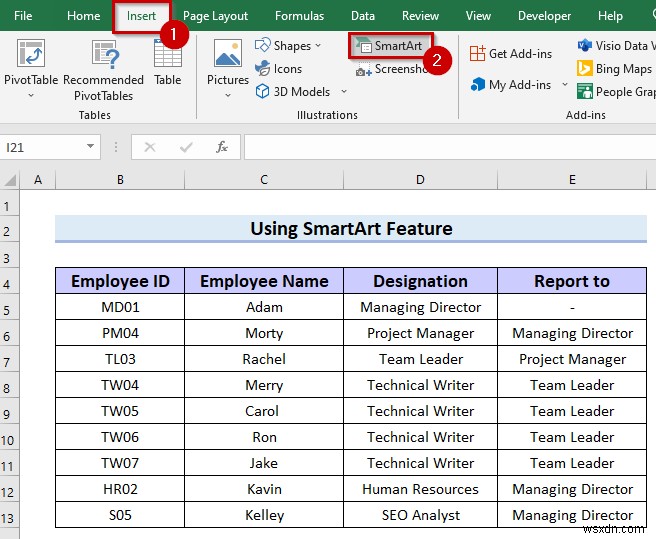 How to Make Hierarchy Chart in Excel (3 Easy Ways)