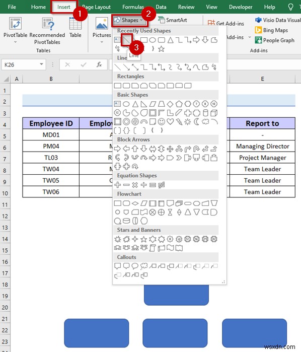 How to Make Hierarchy Chart in Excel (3 Easy Ways)