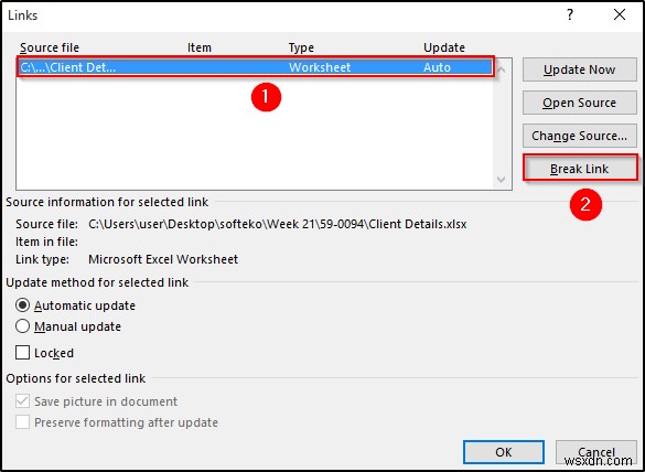 How to Remove Excel Links from Word Document