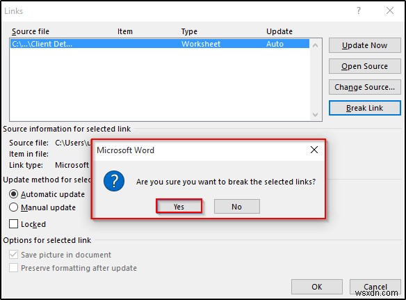 How to Remove Excel Links from Word Document