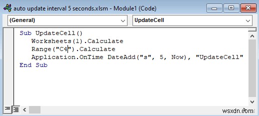 How to Auto Update with Interval 5 Seconds in Excel