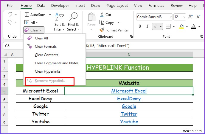 [Solved]: Remove Hyperlink Not Showing in Excel (2 Solutions)